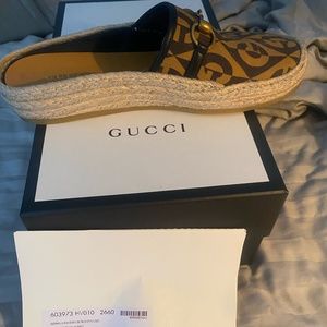 Size 10 Gucci Backless, Camel Espadrilles